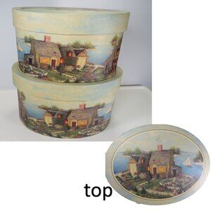 Nantucket Costal Oval (2) Boxes Storage by Bob's Boxes Linda Nelson Stocks